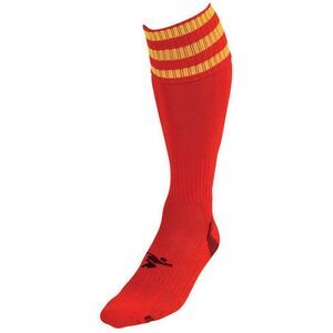 Precision Childrens/Kids 3 Stripe Pro Soccer Socks / Red/Yellow